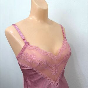 Vintage Y2K Formfit Babydoll Cami Medium Lace Trim Fairy Layering Renfaire